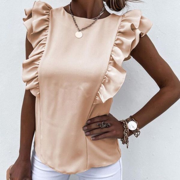 women's blouses & shirts 2021 summer o neck shirt blusas elegant sleeveless women ruffle blouse office lady tie-up backless hollow out, White
women's blouses & shirts 2021 summer o neck shirt blusas elegant sleeveless women ruffle blouse office lady tie-up backless hollow out, White