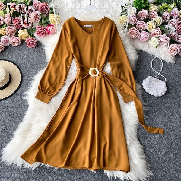 casual dresses yornmona v-neck autumn sash dress streetwear women vintage big swing elegant robe femme vestidos, Black;gray
casual dresses yornmona v-neck autumn sash dress streetwear women vintage big swing elegant robe femme vestidos, Black;gray