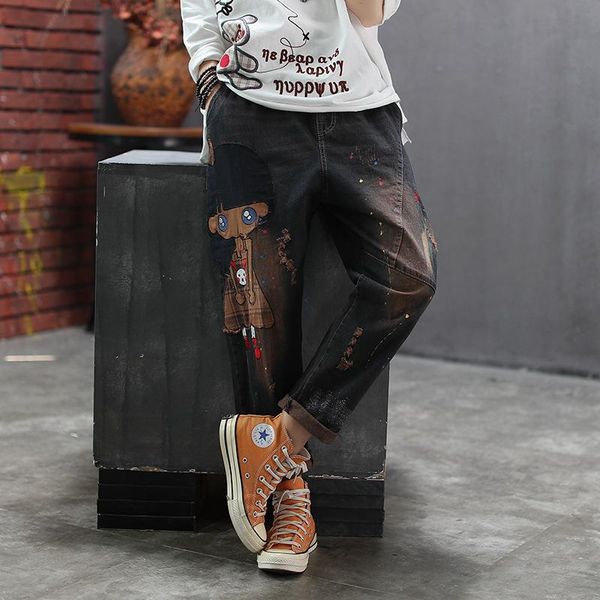 women's jeans autumn winter women elastic waist loose casual denim pants 2021 female embroidery patchwork hole vintage trousers, Blue
women's jeans autumn winter women elastic waist loose casual denim pants 2021 female embroidery patchwork hole vintage trousers, Blue