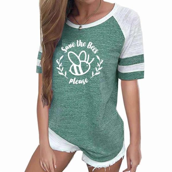 save the bees please letters printing women t-shirt summer loose stitching color harajuku style funny bee women's, White
save the bees please letters printing women t-shirt summer loose stitching color harajuku style funny bee women's, White