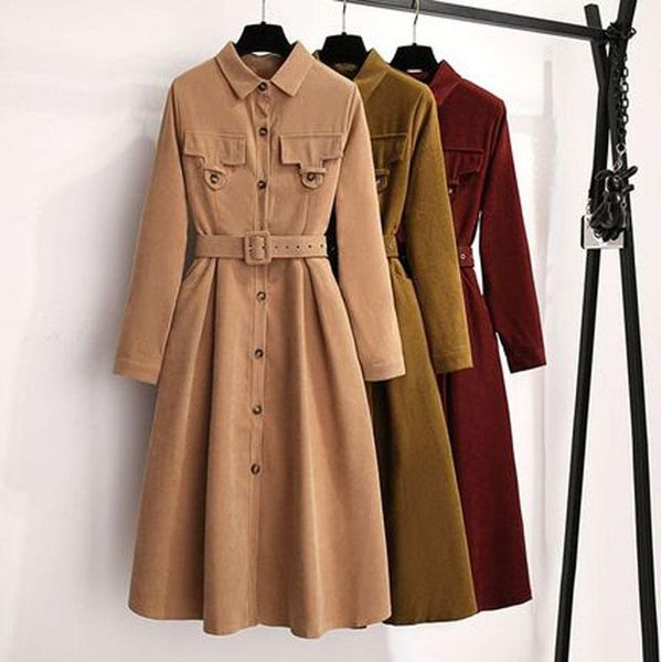 women corduroy dress long sleeve solid slim a-line woemn party fashion ladies single breasted casual dresses, Black;gray
women corduroy dress long sleeve solid slim a-line woemn party fashion ladies single breasted casual dresses, Black;gray