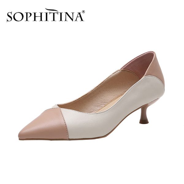 sophitina office women pumps mixed colors pointed toe med thin heels cow leather shoes comfortable pumps po478 210513, Black
sophitina office women pumps mixed colors pointed toe med thin heels cow leather shoes comfortable pumps po478 210513, Black