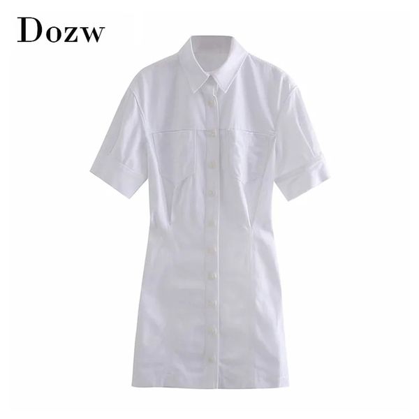 women turn down collar white shirt dress with pockets short sleeve office mini back elastic waist pleated es 210515, Black;gray
women turn down collar white shirt dress with pockets short sleeve office mini back elastic waist pleated es 210515, Black;gray