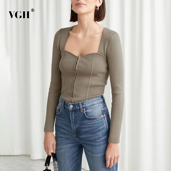women's knits & tees vgh black minimalist sweater for women square collar long sleeve slim vintage sweaters female 2021 spring fashion, White
women's knits & tees vgh black minimalist sweater for women square collar long sleeve slim vintage sweaters female 2021 spring fashion, White