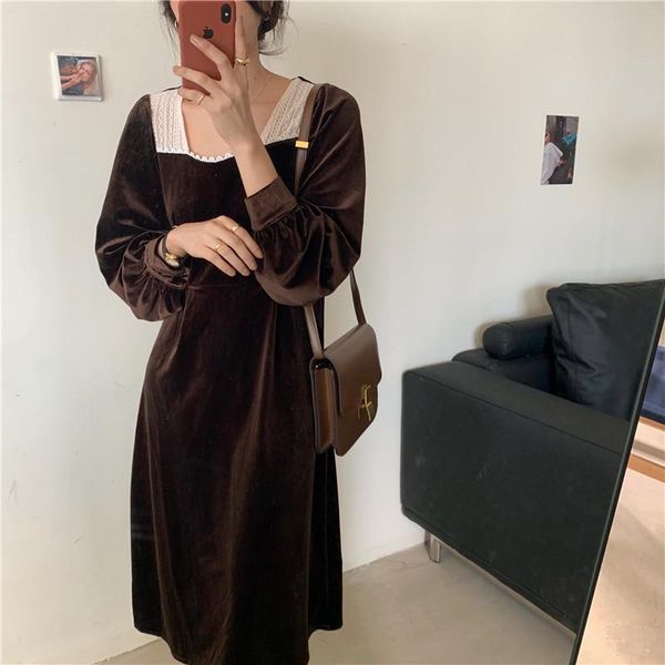 casual dresses hzirip 2021 autumn women dress solid lace stitching velvet slim waist elegant all-match vintage gentle female office lady, Black;gray
casual dresses hzirip 2021 autumn women dress solid lace stitching velvet slim waist elegant all-match vintage gentle female office lady, Black;gray