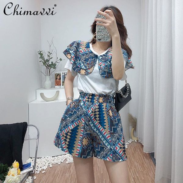 women's tracksuits retro printing two pieces short suit summer sleeve oversized casual t shirt lady high waist wide leg shorts, Gray
women's tracksuits retro printing two pieces short suit summer sleeve oversized casual t shirt lady high waist wide leg shorts, Gray
