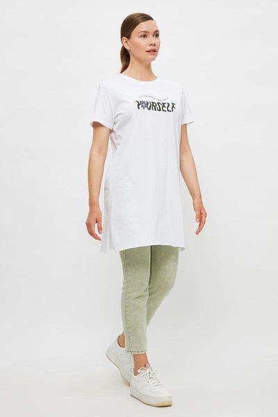 men's t-shirts trendyol knitted tunic t-shirt tctss21tn0368, White;black
