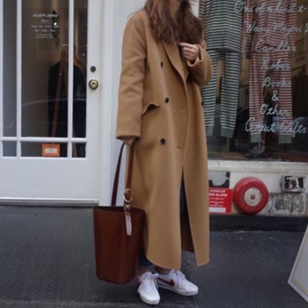 women's wool & blends ly varey lin spring autumn women vintage solid color buttons warm outwear coat turn-down collar double breasted w, Black
women's wool & blends ly varey lin spring autumn women vintage solid color buttons warm outwear coat turn-down collar double breasted w, Black