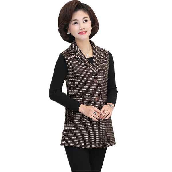 women's vests 2021 fashion spring autumn middle age female waistcoat plaid vest elegant sleeveless casual pockets coat gilet femme 5xl, Black;white
women's vests 2021 fashion spring autumn middle age female waistcoat plaid vest elegant sleeveless casual pockets coat gilet femme 5xl, Black;white