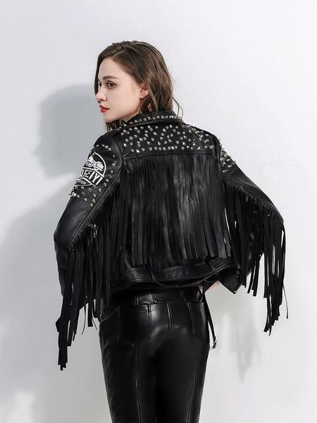 women's leather & faux zurichouse 2021 punk style black pu jacket women streetwear rivet tassel jackets female short slim biker coat
women's leather & faux zurichouse 2021 punk style black pu jacket women streetwear rivet tassel jackets female short slim biker coat