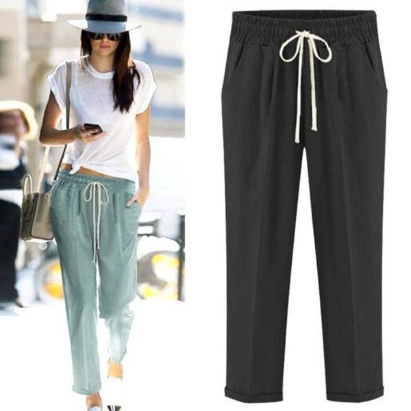 women's pants & capris 2021 spring summer fashion cotton linen women pant solid color elastic waist lady pencil trousers black plus siz, Black;white
women's pants & capris 2021 spring summer fashion cotton linen women pant solid color elastic waist lady pencil trousers black plus siz, Black;white