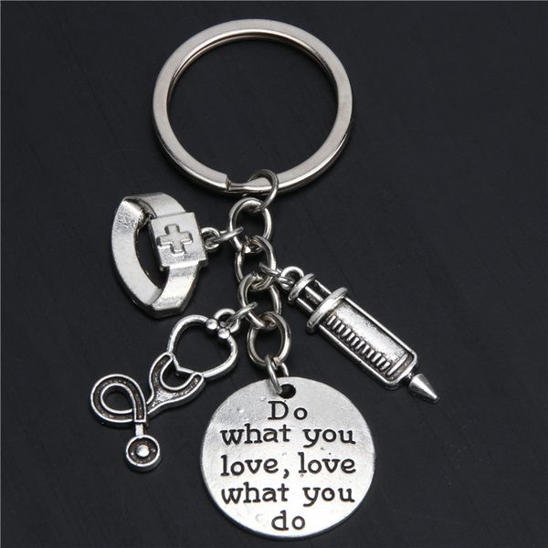 10pcnurse keychain physician assistant key chains medical keyring stethoscope syringe charms do what you love jewelry e2045, Silver
10pcnurse keychain physician assistant key chains medical keyring stethoscope syringe charms do what you love jewelry e2045, Silver