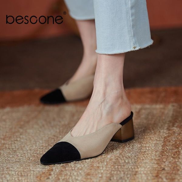 bescone casual outdoor slippers women square heel pointed toe concise summer women commute shoes genuine leather shoes bo909, Black
bescone casual outdoor slippers women square heel pointed toe concise summer women commute shoes genuine leather shoes bo909, Black