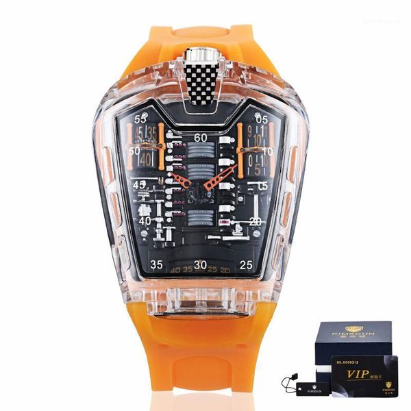wristwatches kimsdun men's fashion trend personality classic quartz watch luxury racing silicone strap clock transparent relogio, Slivery;brown
wristwatches kimsdun men's fashion trend personality classic quartz watch luxury racing silicone strap clock transparent relogio, Slivery;brown