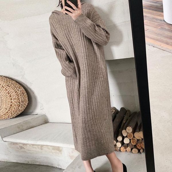 casual dresses knitted one-piece dress korean women hooded oversized minimalist solid autumn winter vestidos long maxi sweater, Black;gray
casual dresses knitted one-piece dress korean women hooded oversized minimalist solid autumn winter vestidos long maxi sweater, Black;gray