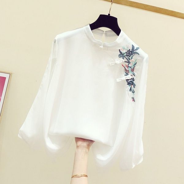 blouses spring hand-made embroidery floral retro button three-quarter sleeve shirt women's impd cheongsam blouse femme, White
blouses spring hand-made embroidery floral retro button three-quarter sleeve shirt women's impd cheongsam blouse femme, White