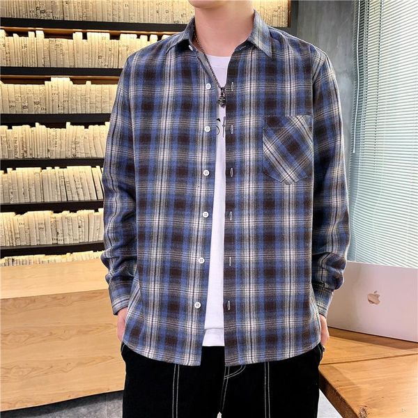 men's casual shirts 2021 business plaid tide shirt lapel cardigan long-sleeved youth fashion, White;black
men's casual shirts 2021 business plaid tide shirt lapel cardigan long-sleeved youth fashion, White;black