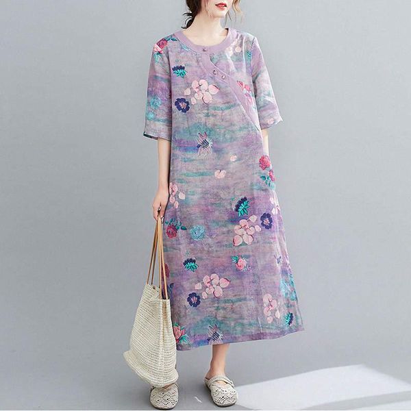 party dresses vintage print cotton and linen dress women summer loose half sleeve cheongsam style casual long tshirt maxi vestidos c7532, White;black
party dresses vintage print cotton and linen dress women summer loose half sleeve cheongsam style casual long tshirt maxi vestidos c7532, White;black