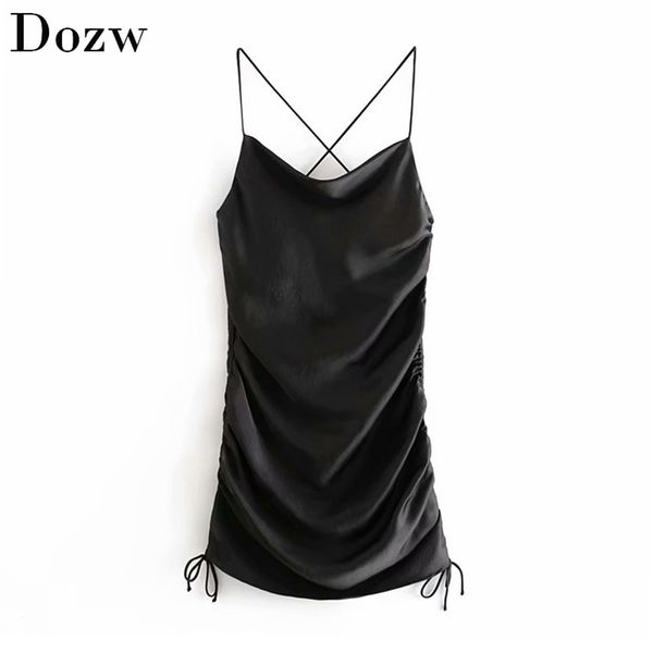 women satin spaghetti strap mini party dress fashion sleeveless black es bow drawstring backless club 210515, Black;gray
women satin spaghetti strap mini party dress fashion sleeveless black es bow drawstring backless club 210515, Black;gray