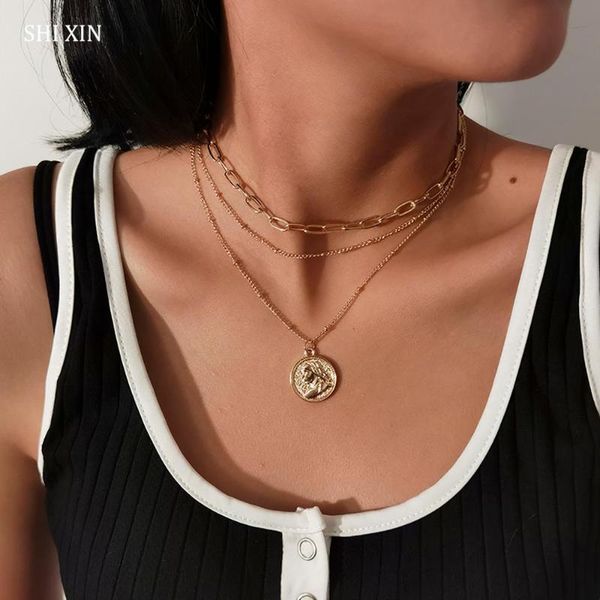 pendant necklaces shixin 3 pcs/set multi layered chunky choker necklace for women bead chain with portrait coin pendants fashion jewelry, Silver
pendant necklaces shixin 3 pcs/set multi layered chunky choker necklace for women bead chain with portrait coin pendants fashion jewelry, Silver