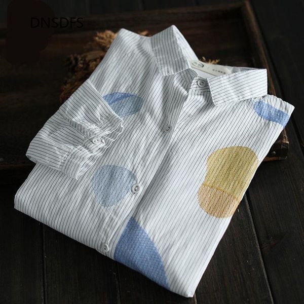 women's blouses & shirts pure cotton shirt women spring striped retro printing long korean fashion clothing casual plus size loose top, White
women's blouses & shirts pure cotton shirt women spring striped retro printing long korean fashion clothing casual plus size loose top, White
