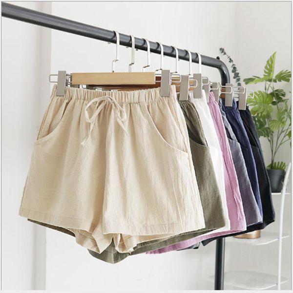 women's shorts summer casual cotton linen plus size mid waist short fashion woman streetwear pants, White;black
women's shorts summer casual cotton linen plus size mid waist short fashion woman streetwear pants, White;black