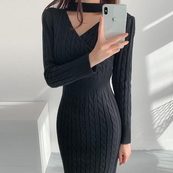 casual dresses fdfklak knitted slim dress 2021 spring autumn temperament halter neck waist bottoming long-sleeved roupas femininas, Black;gray
casual dresses fdfklak knitted slim dress 2021 spring autumn temperament halter neck waist bottoming long-sleeved roupas femininas, Black;gray