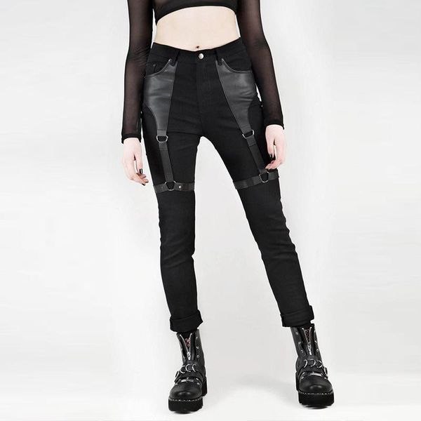 women's pants & capris 2021 autumn winter women punk black gothic girls overalls trousers high waist pencil female clothes fashion tide, Black;white
women's pants & capris 2021 autumn winter women punk black gothic girls overalls trousers high waist pencil female clothes fashion tide, Black;white