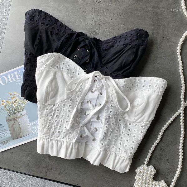 women's blouses & shirts tube crop hollow out holiday black white shirt summer female strapless ruffles lace-up belt tunic short bl
women's blouses & shirts tube crop hollow out holiday black white shirt summer female strapless ruffles lace-up belt tunic short bl
