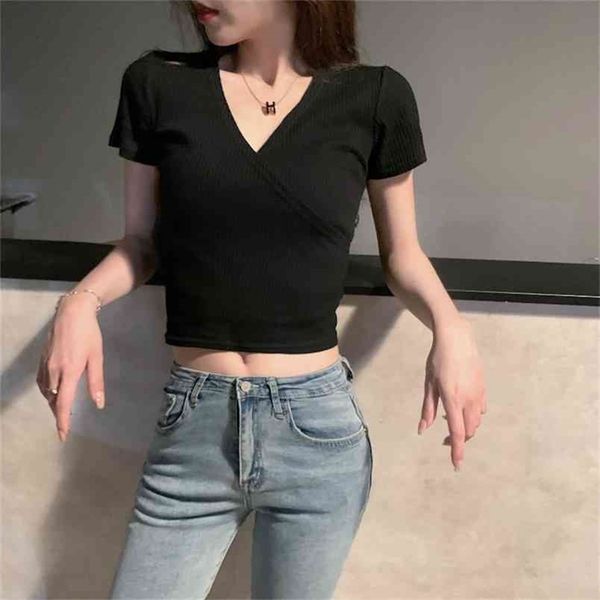 summer short solid color v collar women sleeve t-shirt female tshirt y2k 210507, White
summer short solid color v collar women sleeve t-shirt female tshirt y2k 210507, White
