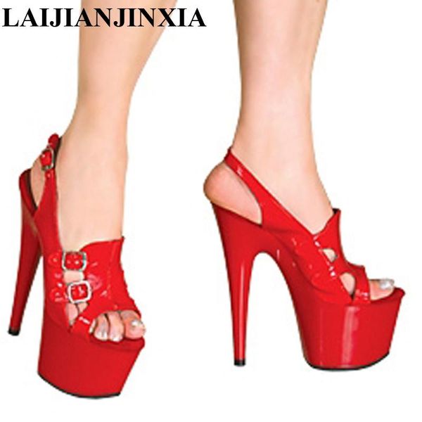 buckle red 17cm high-heeled sandals nightclub fashion shoes pole dancing model high heels womens g-085, Black
buckle red 17cm high-heeled sandals nightclub fashion shoes pole dancing model high heels womens g-085, Black
