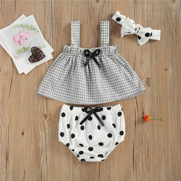 0-24m baby girls 3pcs summer outfits plaid sleeveless tank dot elastic waist shorts hairband toddlers suits clothing sets, White
0-24m baby girls 3pcs summer outfits plaid sleeveless tank dot elastic waist shorts hairband toddlers suits clothing sets, White