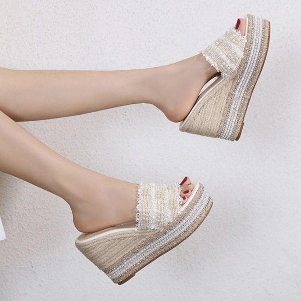 slippers outer wear elegant pearl slope with female fish mouth summer waterproof platform casual shoes fashion., Black
slippers outer wear elegant pearl slope with female fish mouth summer waterproof platform casual shoes fashion., Black