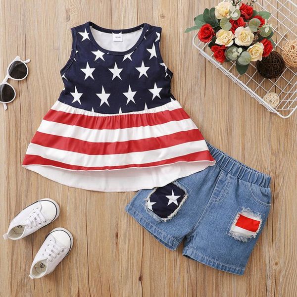 clothing sets 1-6y kids baby girl independence day clothes stars and striped print sleeveless dress+patch denim shorts summer sweet vetement, White
clothing sets 1-6y kids baby girl independence day clothes stars and striped print sleeveless dress+patch denim shorts summer sweet vetement, White