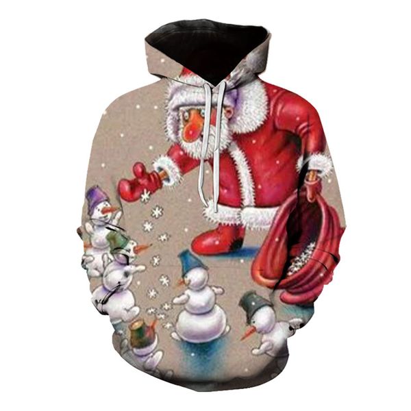 men's santa claus and snowman pattern 3d printed long-sleeved hooded sweater suit, White;black
men's santa claus and snowman pattern 3d printed long-sleeved hooded sweater suit, White;black
