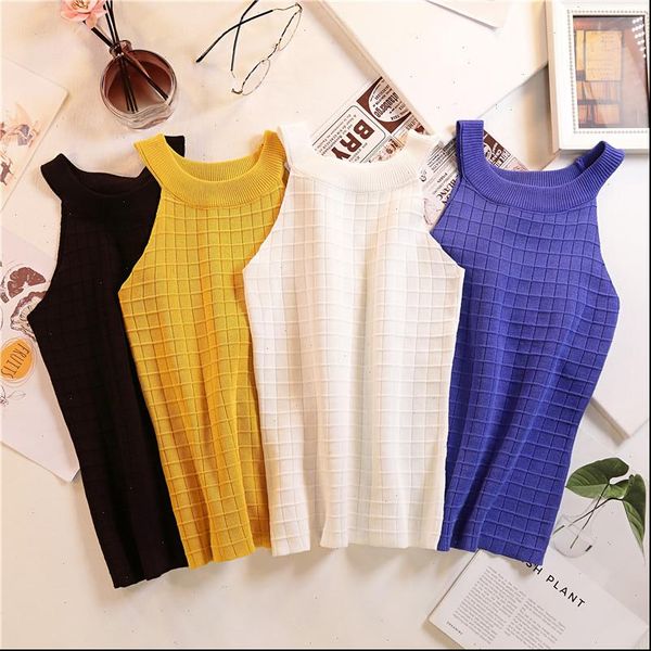 summer crop knitted street womens cami solid camisole strapless round neck for women, White
summer crop knitted street womens cami solid camisole strapless round neck for women, White
