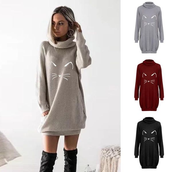casual dresses womens fashion clothing women high neck knitted long sleeve printed cat dress t shirt for summer 2021 vestidos, Black;gray
casual dresses womens fashion clothing women high neck knitted long sleeve printed cat dress t shirt for summer 2021 vestidos, Black;gray
