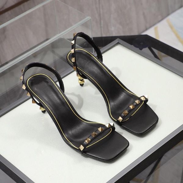 est summer woman sandals classics genuine leather rivet decora open-toes thin heels botas mujer, Black
est summer woman sandals classics genuine leather rivet decora open-toes thin heels botas mujer, Black