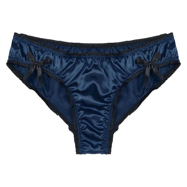 underpants men's solid color panties frilly low waist satin briefs sissy male gay underwear nightwear bowknot elastic waistband, Black;white
underpants men's solid color panties frilly low waist satin briefs sissy male gay underwear nightwear bowknot elastic waistband, Black;white