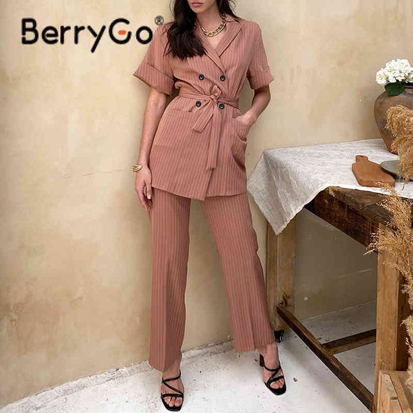 berrygo v-neck stripe belt pants suit female causal short sleeves pure color suits fashion summer loose straight woman sets 210513, White
berrygo v-neck stripe belt pants suit female causal short sleeves pure color suits fashion summer loose straight woman sets 210513, White