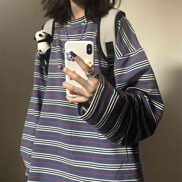 spring autumn female casual o-neck stripe tees harajuku loose hoodie women long sleeve oversize hip hop sweatshirt ins 210803, Black
spring autumn female casual o-neck stripe tees harajuku loose hoodie women long sleeve oversize hip hop sweatshirt ins 210803, Black