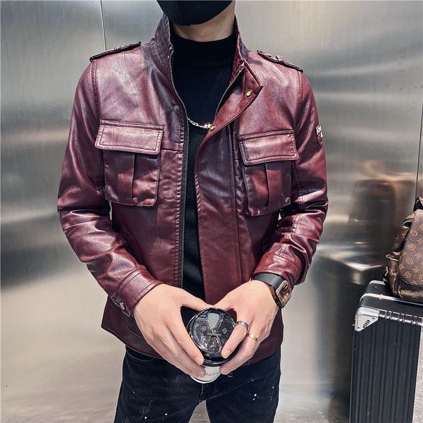 men's leather & faux casual men's synthetic leather coat, fashion tight jacket, luxury, red, high neck, 4xl, Black
men's leather & faux casual men's synthetic leather coat, fashion tight jacket, luxury, red, high neck, 4xl, Black
