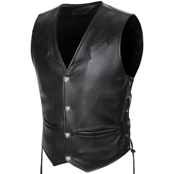 men's vests men's leather vest slim quality cowhide sleeveless jackets collarless tassel natural genuine real motorcycle, Black;white
men's vests men's leather vest slim quality cowhide sleeveless jackets collarless tassel natural genuine real motorcycle, Black;white
