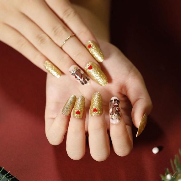 false nails 24 pcs/box diy almond ballerina christmas fake full cover nail tips press on detachable manicure tool, Red;gold
false nails 24 pcs/box diy almond ballerina christmas fake full cover nail tips press on detachable manicure tool, Red;gold
