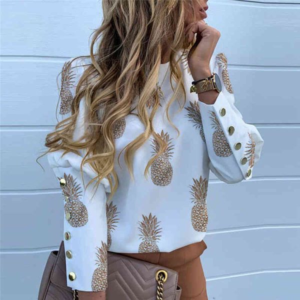 pineapple print shirt women loose slim casual ol blouse ladies long sleeve cropped o-neck fashion work shirts, White
pineapple print shirt women loose slim casual ol blouse ladies long sleeve cropped o-neck fashion work shirts, White
