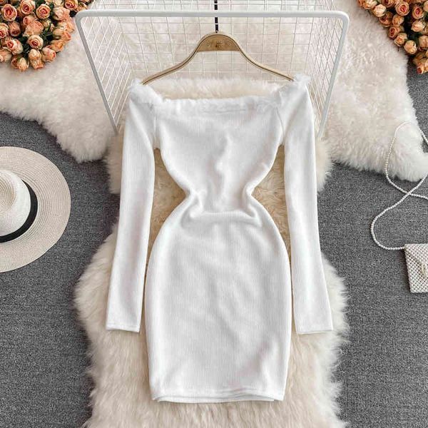Chic Dress Woman Spring Sexy Frayed Slash Neck Off Shoulder Long-sleeved Bandage Elastic Tight-fitting Hip Dresses, Black;gray
Chic Dress Woman Spring Sexy Frayed Slash Neck Off Shoulder Long-sleeved Bandage Elastic Tight-fitting Hip Dresses, Black;gray