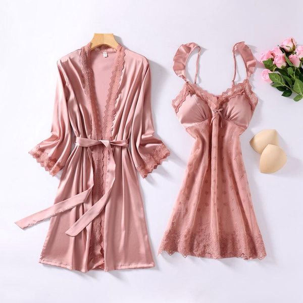 women's sleepwear 2pcs robe set wedding party women loungewear nightgown intimate lingerie 2021 summer homewear satin bathrobe gown, Black;red
women's sleepwear 2pcs robe set wedding party women loungewear nightgown intimate lingerie 2021 summer homewear satin bathrobe gown, Black;red