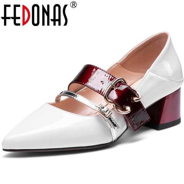 dress shoes fedonas slip on patent leather women metal decoration party point toe thick heeled elegant spring summer 2021 woman, Black
dress shoes fedonas slip on patent leather women metal decoration party point toe thick heeled elegant spring summer 2021 woman, Black