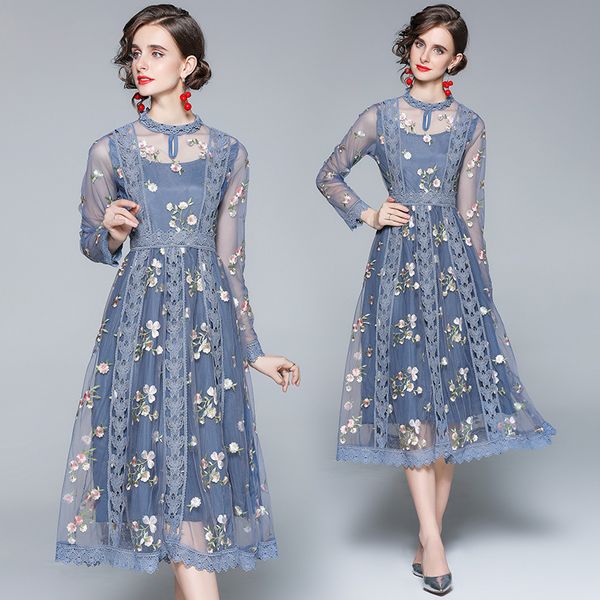 autumn and winter french temperament dress 2021 high end heavy industry embroidery mesh super fairy sweet, Black;gray
autumn and winter french temperament dress 2021 high end heavy industry embroidery mesh super fairy sweet, Black;gray