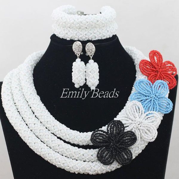 earrings & necklace latest white crystal beads nigerian wedding set bridal flowers jewelry african aij230, Silver
earrings & necklace latest white crystal beads nigerian wedding set bridal flowers jewelry african aij230, Silver